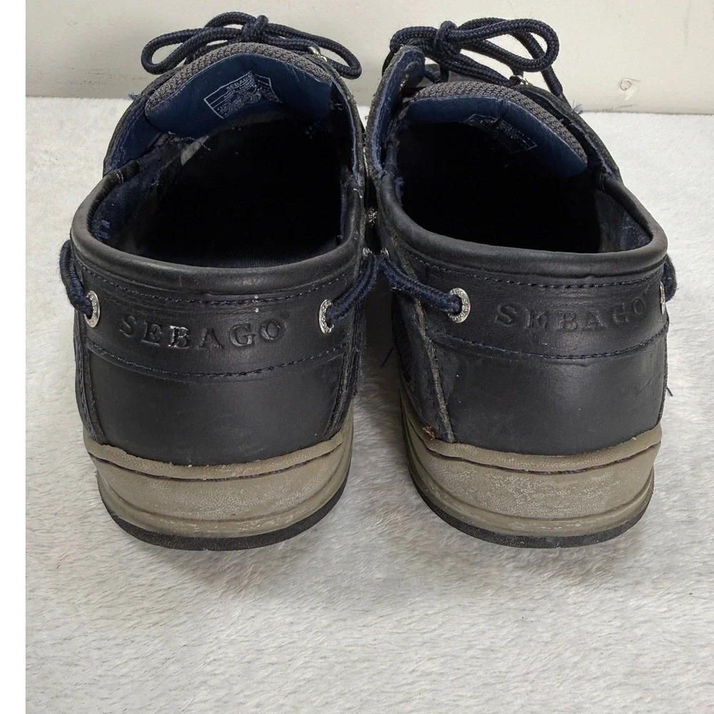 Sebago Clovehitch II Mens 9.5 R Navy Blue Leather Mesh Boat Shoes Loafers Vent